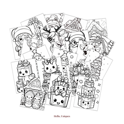 Cute Kawaii Christmas coloring page - Premium Printable from Hello, Uniques Planner - Shop now at Hello, Uniques Planner