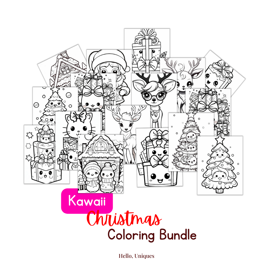 Cute Kawaii Christmas coloring page - Premium Printable from Hello, Uniques Planner - Shop now at Hello, Uniques Planner