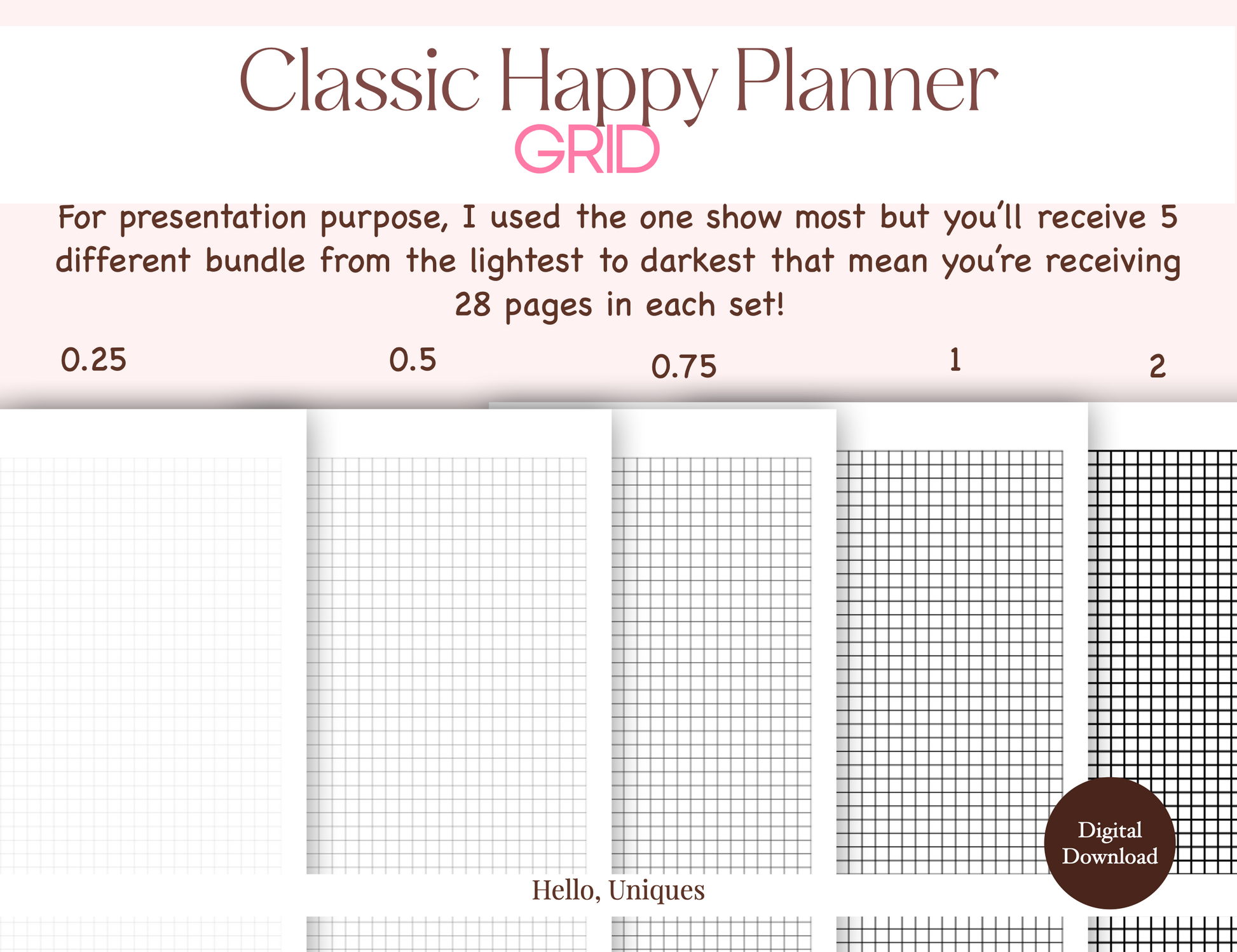 Classic Basic Note Paper Bundle -  Happy Planner - Premium Printable from Hello, Uniques Planner - Shop now at Hello, Uniques Planner