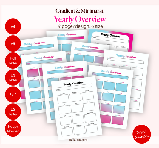 Yearly Overview - Premium Printable from Hello, Uniques Planner - Shop now at Hello, Uniques Planner