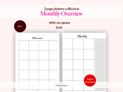 Minimal Monthly Overview - Premium Printable from Hello, Uniques Planner - Shop now at Hello, Uniques Planner
