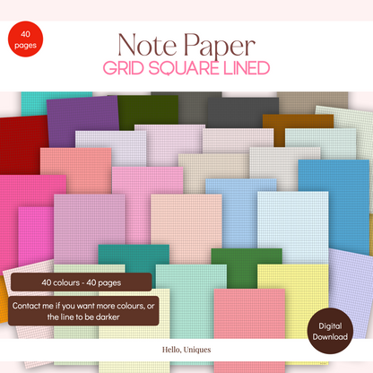 Note Paper - Grid Square Lined - Premium Printable from Hello, Uniques Planner - Shop now at Hello, Uniques Planner