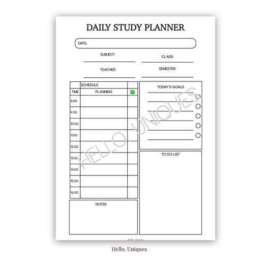 Daily Student Planner - Modern Minimal - Premium Printable from Hello, Uniques Planner - Shop now at Hello, Uniques Planner
