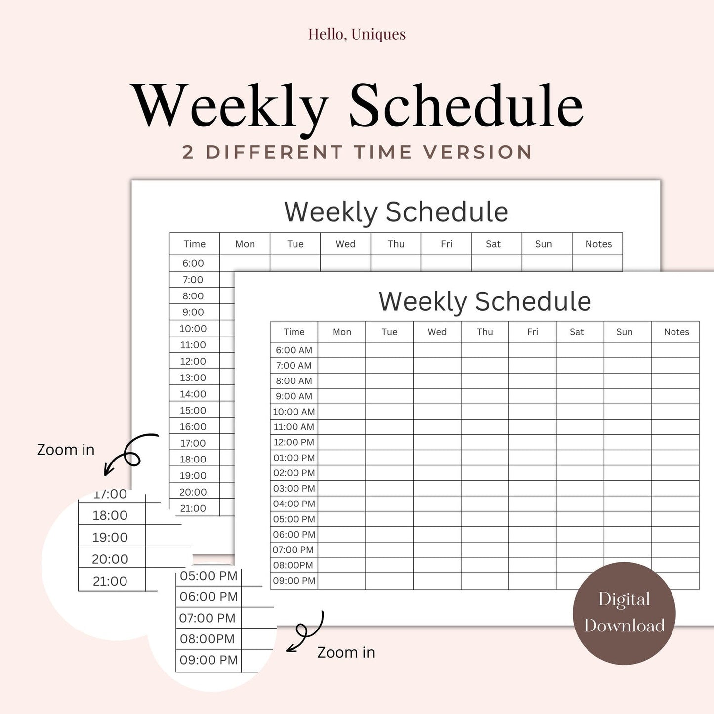 Minimal Weekly Schedule - Premium  from Hello, Uniques Planner - Shop now at Hello, Uniques Planner