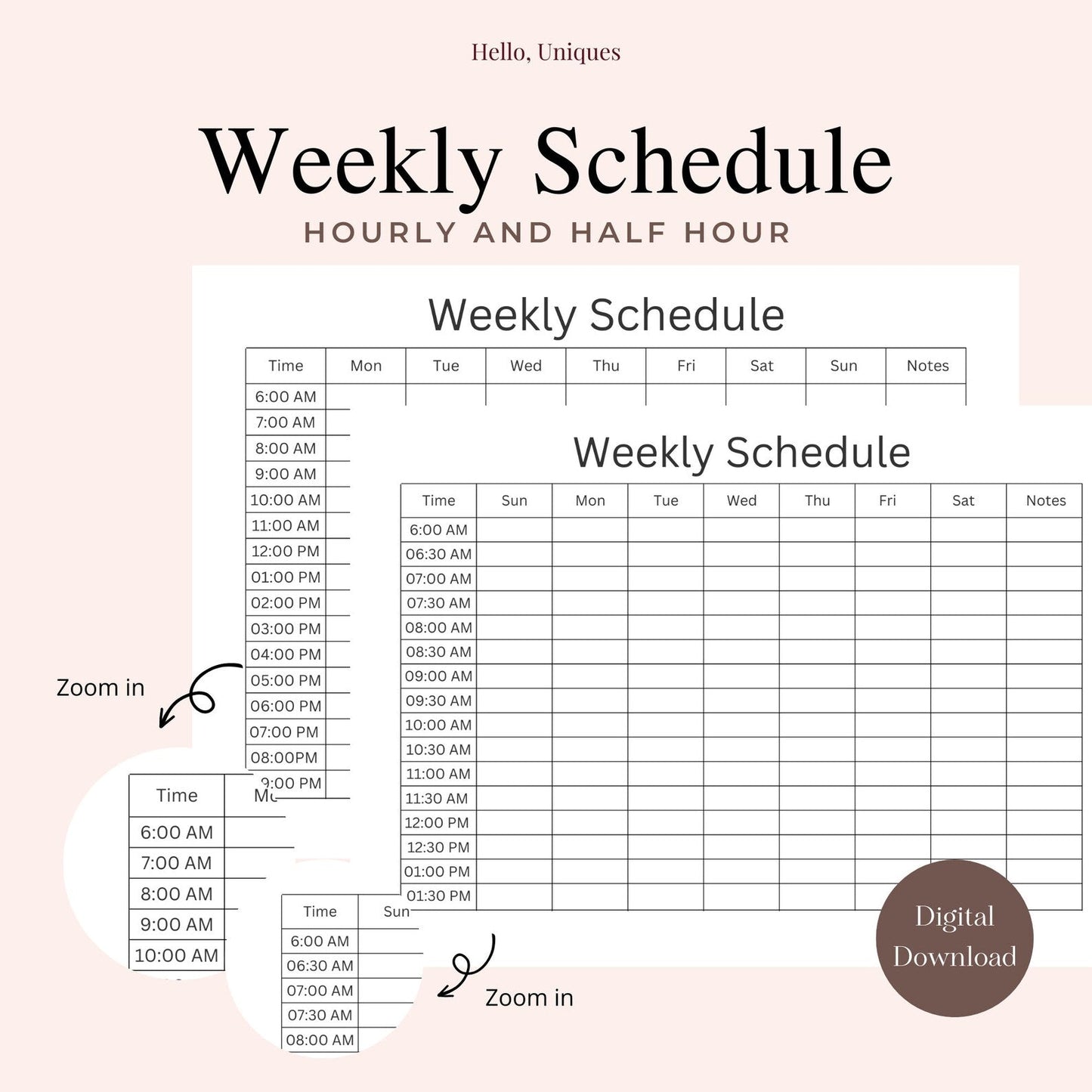 Minimal Weekly Schedule - Premium  from Hello, Uniques Planner - Shop now at Hello, Uniques Planner