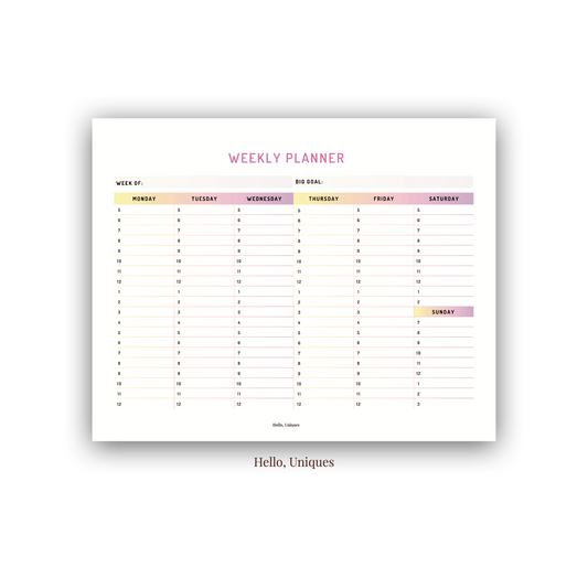 Weekly Planner - Gradient Horizontal - Premium Printable from Hello, Uniques Planner - Shop now at Hello, Uniques Planner